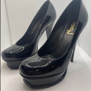 YSL black leather heels